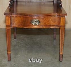 Pair Of Walnut Fret Work Carved Thomas Chippendale Sheraton Revival Side Tables
