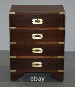 Pair Ofvintage Harrods Kennedy Military Campaign Side Table Chests Of Drawers