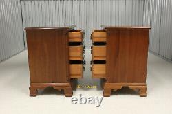 Pair Stickley Chippendale Style Cherry 3 Drawer Nightstands #3527-5