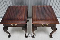 Pair Thomasville Flame Mahogany Ball & Claw End Tables