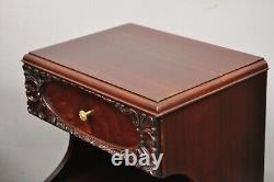 Pair Vtg Chinese Chippendale Flame Mahogany 2 Drawer Nightstands Bedside Tables