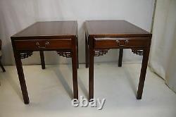 Pair of American Chippendale End Side Tables with One Drawer c. 1930
