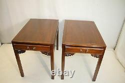 Pair of American Chippendale End Side Tables with One Drawer c. 1930