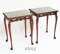 Pair of Chippendale Carved Mahogany Side Occasional Tables 6302