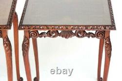 Pair of Chippendale Carved Mahogany Side Occasional Tables 6302