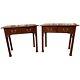Pair Of Chippendale Style Mahogany Two Drawer Side Tables With Pierced Detail