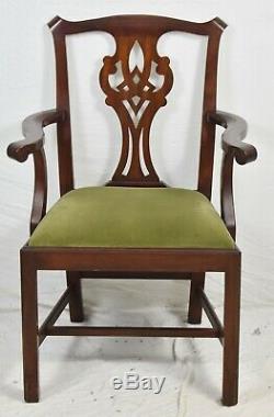 Pair of Henkel Harris Chippendale Style Arm Dining Chairs Model 101 #29 Finish