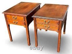 Pair of Stickley Cherry Two Drawer Nightstands