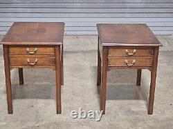 Pair of Stickley Cherry Two Drawer Nightstands