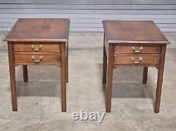 Pair of Stickley Cherry Two Drawer Nightstands