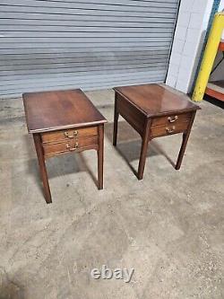 Pair of Stickley Cherry Two Drawer Nightstands