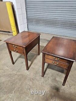 Pair of Stickley Cherry Two Drawer Nightstands