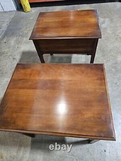 Pair of Stickley Cherry Two Drawer Nightstands