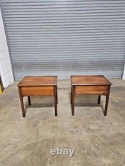 Pair of Stickley Cherry Two Drawer Nightstands