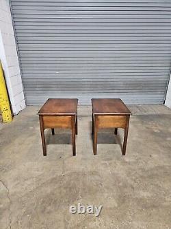 Pair of Stickley Cherry Two Drawer Nightstands