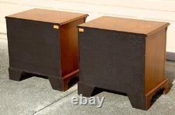 Pair of Vintage Burl Wood Chippendale Nightstands by Baker Furniture, 1970s