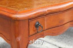 Pair of Vintage Two-Tier Leather Step Side Tables With Drawers