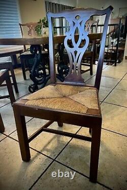 RARE Beautiful ANTIQUE CHIPPENDALE CHAIRS WITH RUSH SEAT By Michigan Chair Co