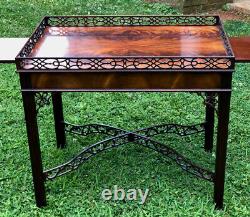RARE VINTAGE BAKER COLLECTORS EDITION CHIPPENDALE MAHOGANY TEA TABLE WithGALLERY