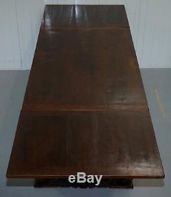 Rare 18th Century French Walnut Renaissance Extending High Table Heavily Carved