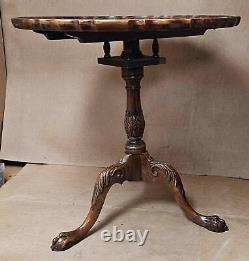 Rare Baker Chippendale Style Pie Crust Tilt Top Bird Cage Tea Table! V