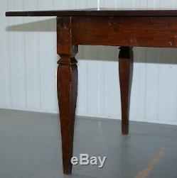 Rare Circa 1820 Fruitwood Two Plank Top English Farmhouse Refectory Dining Table