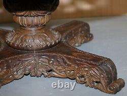 Rare Circa 1880 Anglo Indian Hand Carved Centre Coffee Occasional Table Burmese