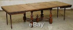 Rare Circa 1880 French Brittany Hand Carved Chestnut Wood Extending Dining Table