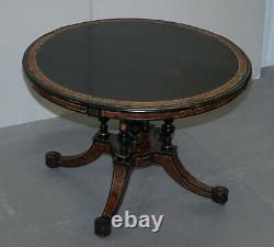 Rare Gillow & Co 1852-1857 Aesthetic Movement Burr Walnut Ebonised Dining Table