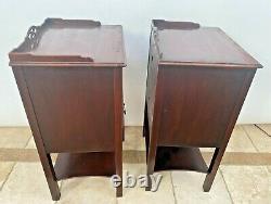 Rare Kindel Matching Bedside Chests Night Stands Mahogany Side Tables 2 drawers