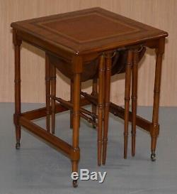Rare Pair Of Military Campaign Side Tables With Two Folded Round Tables Nested