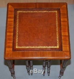 Rare Pair Of Military Campaign Side Tables With Two Folded Round Tables Nested