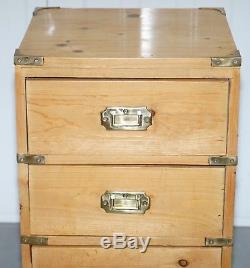 Rare Pair Of Vintage Pitch Pine Campaign Drawers Ideal Lamp Wine Bedside Tables