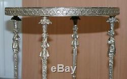 Rare Silver Plated Sculpted French Empire Style Marble Topped Occasional Table