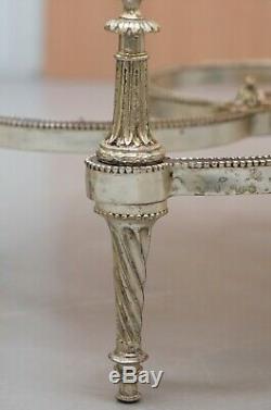 Rare Silver Plated Sculpted French Empire Style Marble Topped Occasional Table
