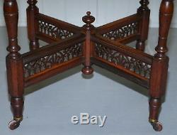 Rare Stamped Mousell Bros Ltd Victorian Mahogany Tea Side End Lamp Wine Table