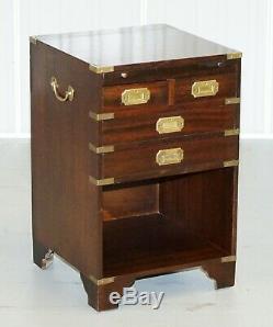 Rare Stunning Military Campaign Side Table With Butlers Serving Tray And Drawers