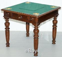 Rare Victorian Games Table Circa 1840 Drop Middle Secret Drawers And Buttons