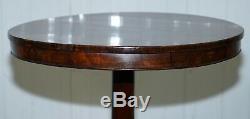 Rare William IV Rosewood Round Tilt Top Card Side Occasional Wine Lamp End Table