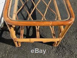 Rattan Coffee Table Cocktail Bohemian Boho Chic Accent Stand Chippendale Chinese