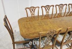 Regency Dining Table Set Chippendale Chairs Walnut