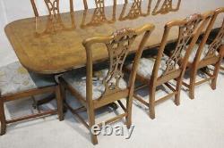 Regency Dining Table Set Chippendale Chairs Walnut