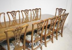 Regency Dining Table Set Chippendale Chairs Walnut