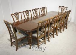 Regency Dining Table Set Chippendale Chairs Walnut