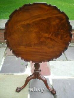 Reproduction 18th Century Chippendale Mahogany Pie Crust Tilt Top Table