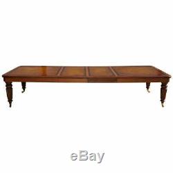 Restored Monumental 249-381cm Extending Oxford Library Dining Table Leather Top
