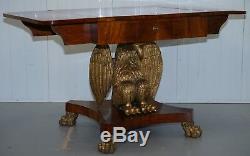 Restored Swedish Biedermeier Circa 1850 Eagle Sofa Table Gold Gilt Eagle Federal
