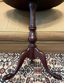 Round Mahogany Scalloped Edge Pie Crust Pedestal Table c1930