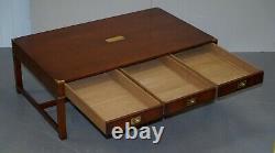 Rrp £3799 Mahogany Harrods London Kennedy Military Campaign Coffee Table Drawers