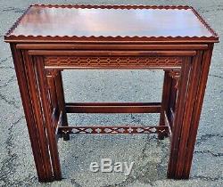 SET 3 Antique ENGLISH Mahogany CHINESE CHIPPENDALE Nesting NEST OF TABLES Asian